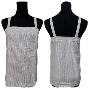 A.P.C. Rue de Fleurs Paris Sleeveless Top Apron Pocket Blue & White Stripes XS